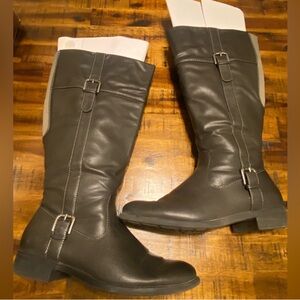 GH Bass & Co. Wide Calf Dark Grey Josie Faux Leather Knee High Riding Boots